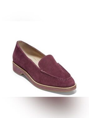 Cole Haan Go-To Suede Leather Slip On Loafers Wine Red Merlot Women's SZ 8 B